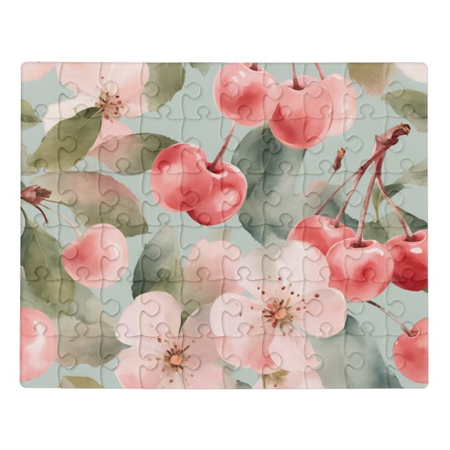 Cherry Blossoms and cherries Spring Art  Jigsaw Puzzle (Puzzle Horizontal)