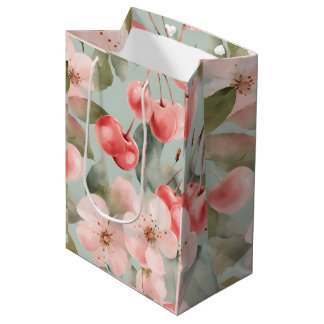 Cherry Blossoms and cherries Spring Art Medium Gift Bag