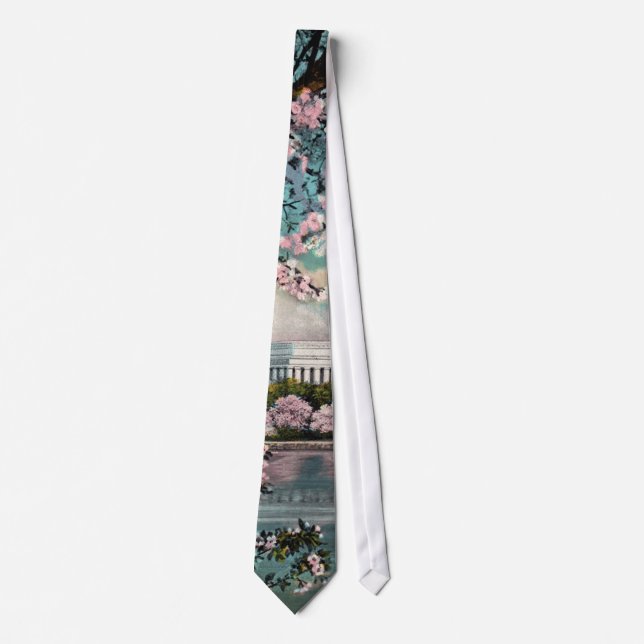 Cherry Blossoms and Licoln Memorial Tie (Front)