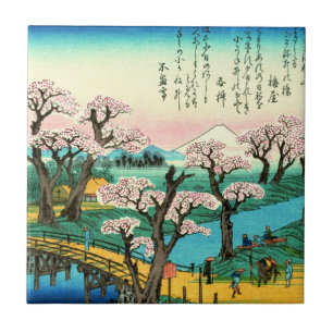 Cherry Blossoms and Mount Fuji 1838 Tile