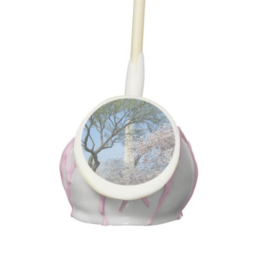 Cherry Blossoms and the Washington Monument in DC Cake Pops (Front)