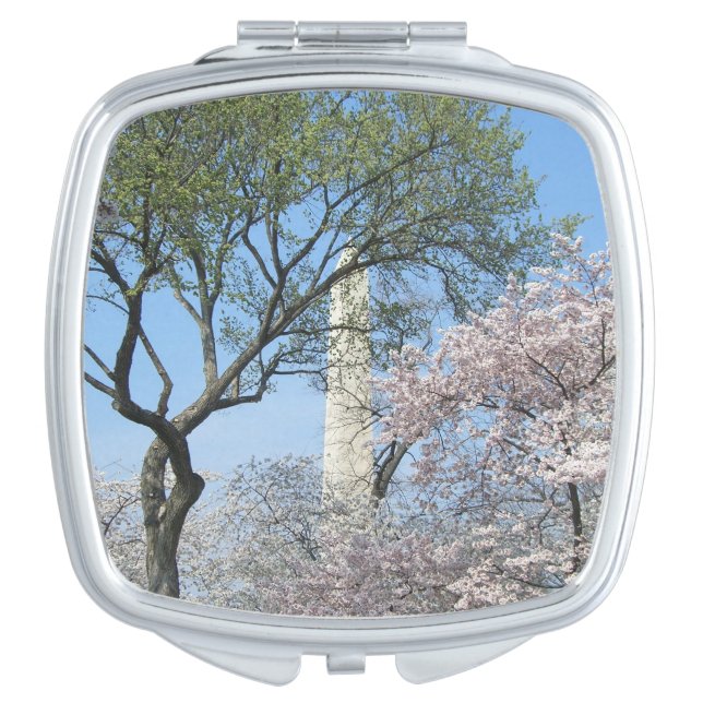Cherry Blossoms and the Washington Monument in DC Compact Mirror (Front)