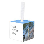 Cherry Blossoms and the Washington Monument in DC Cube Ornament