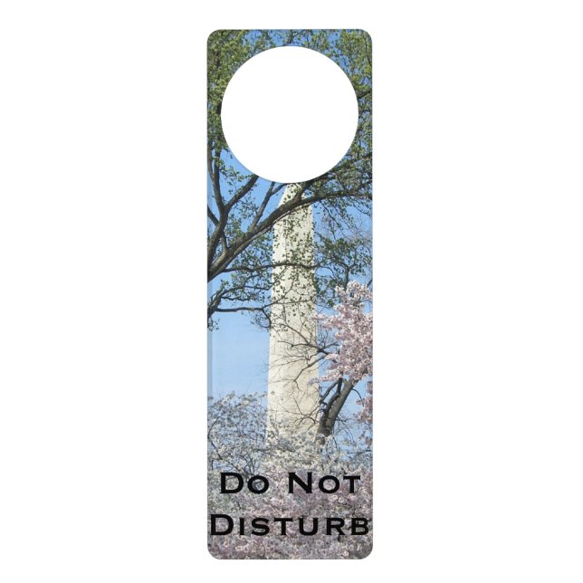 Cherry Blossoms and the Washington Monument in DC Door Hanger (Front)