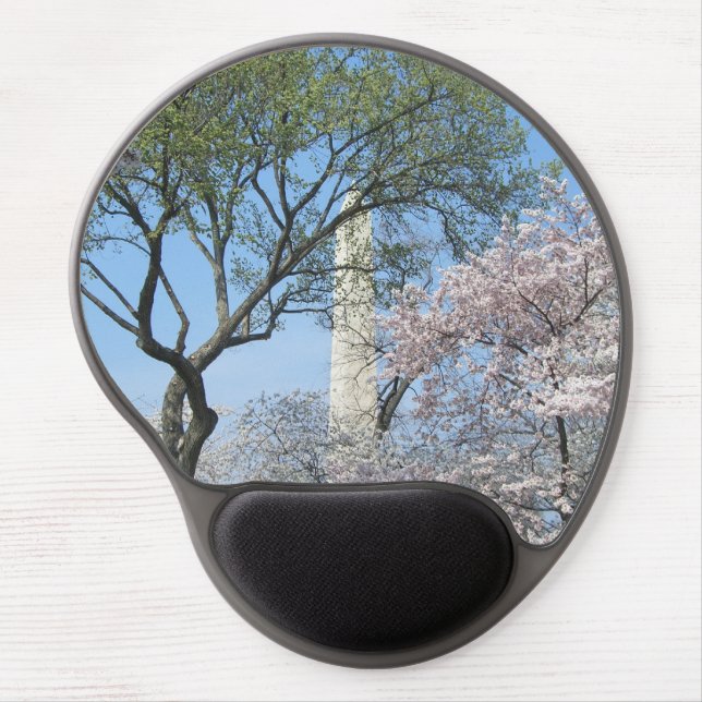 Cherry Blossoms and the Washington Monument in DC Gel Mouse Pad (Front)