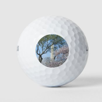 Cherry Blossoms And The Washington Monument In Dc Golf Balls by mlewallpapers at Zazzle