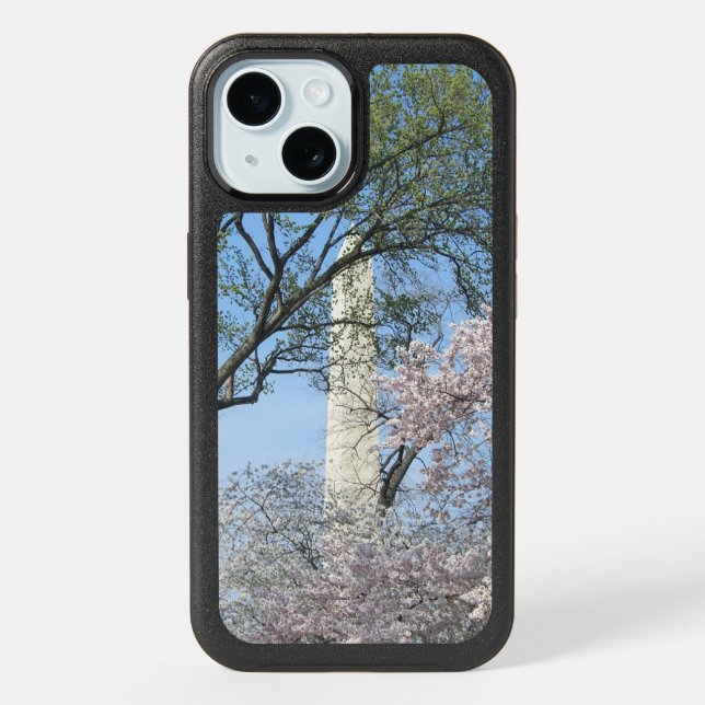Cherry Blossoms and the Washington Monument in DC iPhone 15 Case (Back)