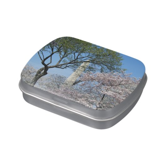 Cherry Blossoms and the Washington Monument in DC Jelly Belly Candy Tin (Side)