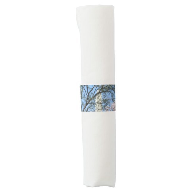 Cherry Blossoms and the Washington Monument in DC Napkin Bands (Front)