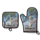 Cherry Blossoms and the Washington Monument in DC Oven Mitt & Pot Holder Set
