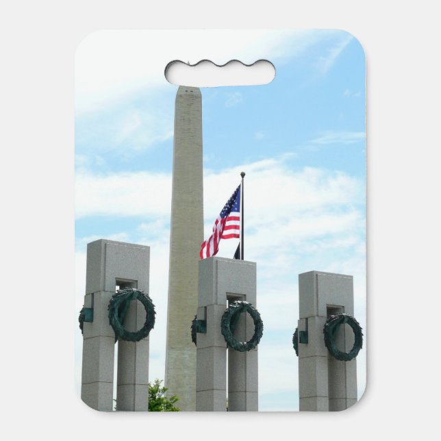 Cherry Blossoms and the Washington Monument in DC Seat Cushion (Front Vertical)