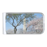Cherry Blossoms and the Washington Monument in DC Silver Finish Money Clip