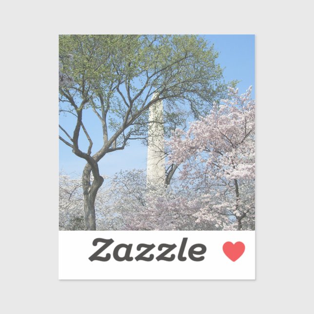 Cherry Blossoms and the Washington Monument in DC Sticker (Sheet)