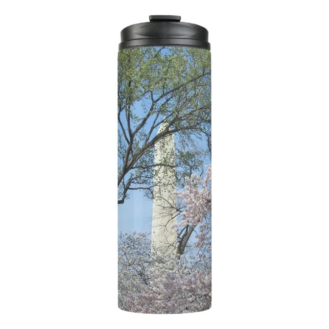 Cherry Blossoms and the Washington Monument in DC Thermal Tumbler (Front)