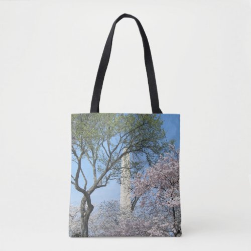 Cherry Blossoms and the Washington Monument in DC Tote Bag