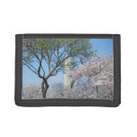 Cherry Blossoms and the Washington Monument in DC Tri-fold Wallet