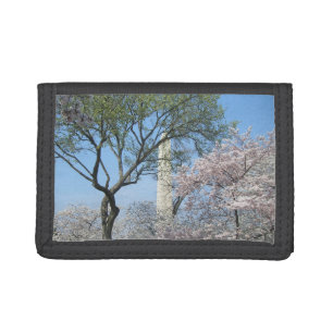 Cherry Blossoms and the Washington Monument in DC Trifold Wallet