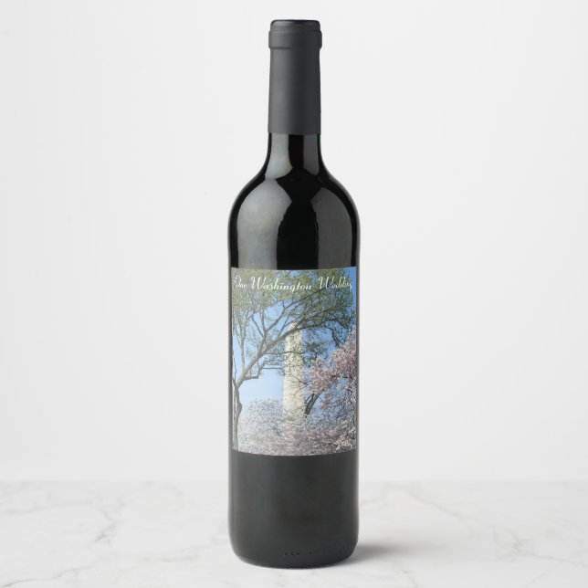 Cherry Blossoms and the Washington Monument in DC Wine Label (Front)