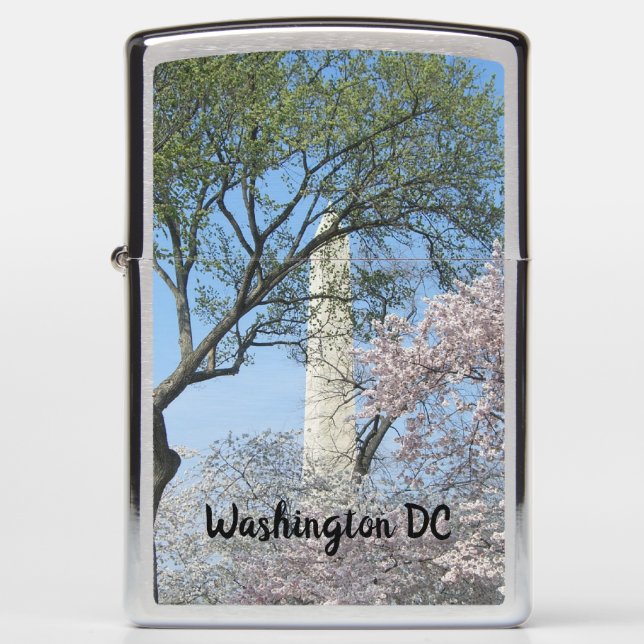 Cherry Blossoms and the Washington Monument in DC Zippo Lighter (Front)