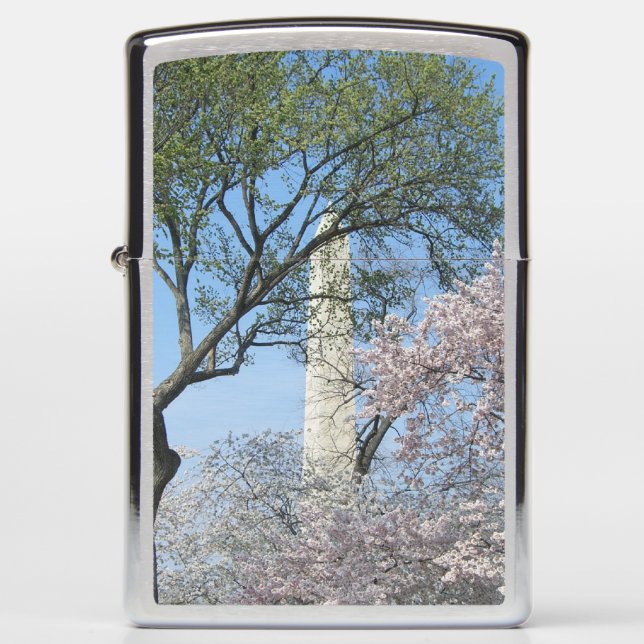 Cherry Blossoms and the Washington Monument in DC Zippo Lighter (Front)