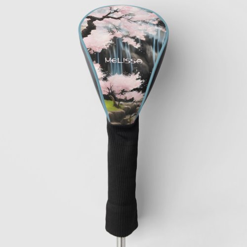  Cherry Blossoms And Waterfall  Monogram Golf Head Cover