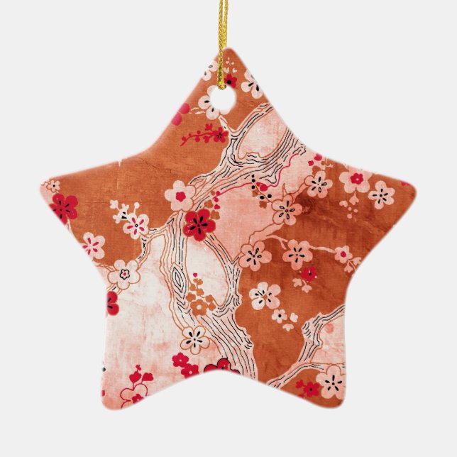 Cherry Blossoms Asian Ceramic Ornament (Front)