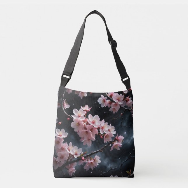 Cherry Blossoms at Dusk Crossbody Bag (Front)