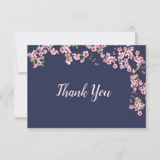 Cherry Blossoms at Night Thank You Card