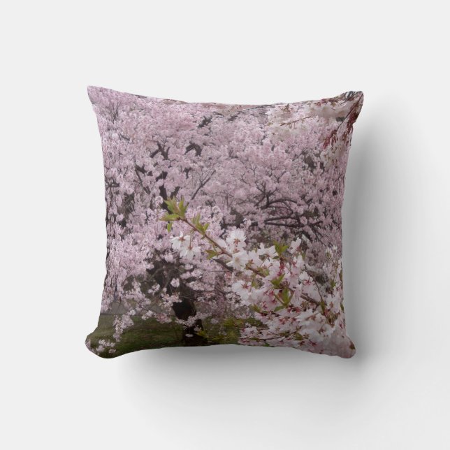 Cherry Blossoms at Peak Bloom Throw Pillow (Front)