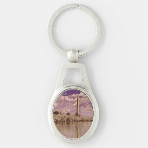 Cherry Blossoms at the Washington Monument Keycha Keychain