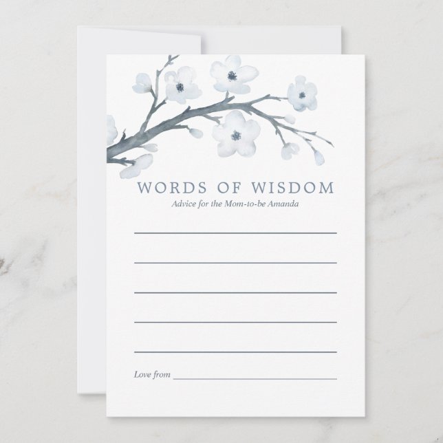Cherry Blossoms Baby Shower Advice for Mother Invitation (Front)