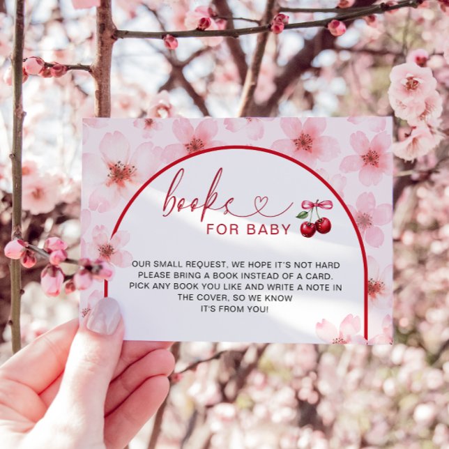 Cherry Blossoms Baby Shower Books For Baby  Enclosure Card (Creator Uploaded)
