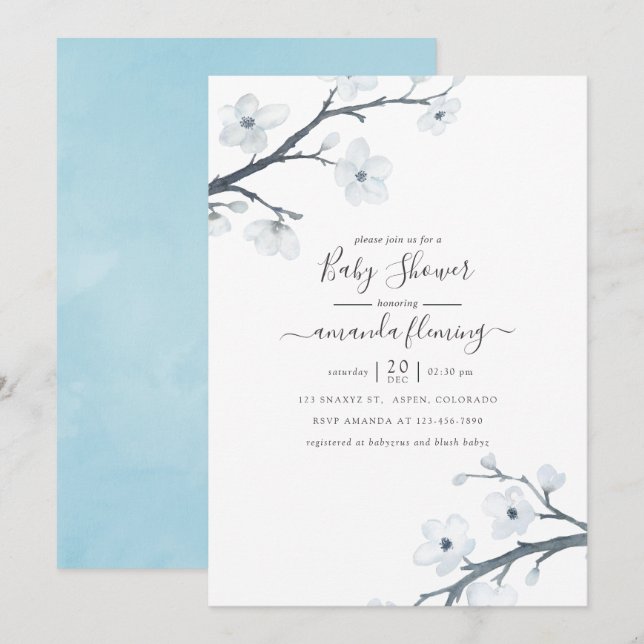 Cherry Blossoms Baby Shower Invitation (Front/Back)