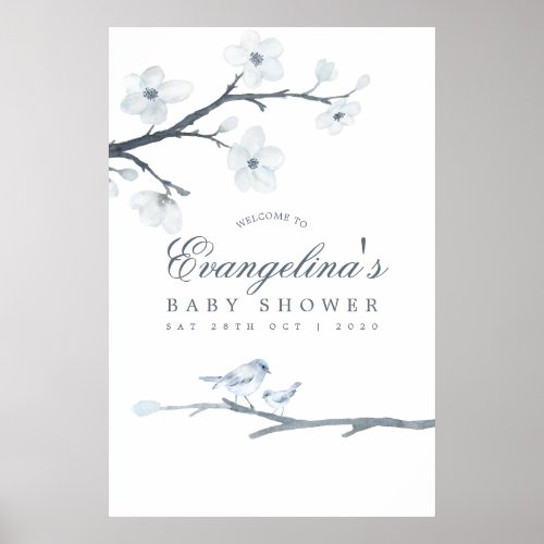 Cherry Blossoms Baby Shower Welcome Poster