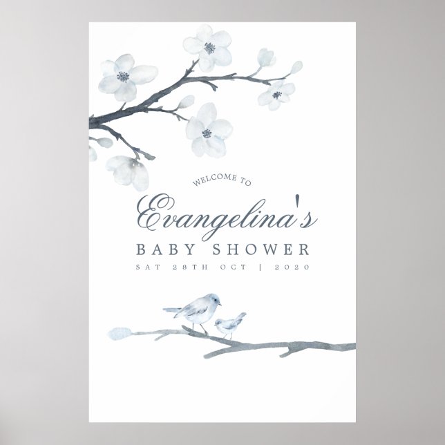 Cherry Blossoms Baby Shower Welcome Poster (Front)
