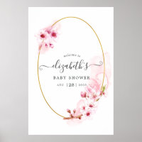 Cherry Blossoms Baby Shower Welcome Poster