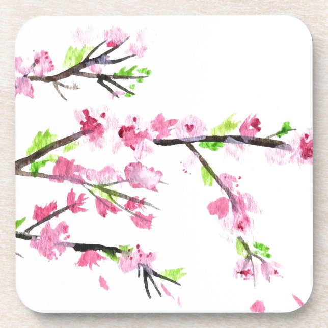 Cherry blossoms beverage coaster (Front)