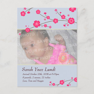 Cherry Blossoms Birth Announcement