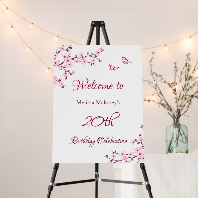 Cherry Blossoms Birthday Custom Birthday Foam Board (In Situ (Stand))