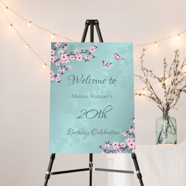 Cherry Blossoms Birthday Custom Birthday Foam Board (In Situ (Stand))