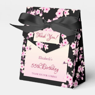 Cherry Blossoms Black Pink Birthday Favor Boxes