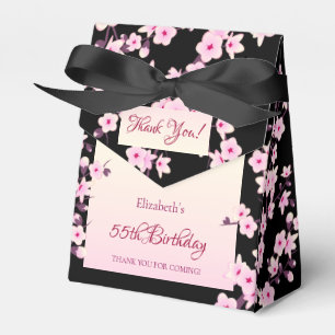 Cherry Blossoms Black Pink Favor Boxes