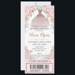 Cherry Blossoms Blush Dress Quinceañera VIP Ticket Invitation<br><div class="desc">Personalize this pretty cherry blossoms Quinceañera / Sweet 16 birthday ticket style invitation easily and quickly. Simply click the customize it further button to edit the texts, change fonts and fonts colors. Featuring beautiful watercolor cherry blossoms flowers, a rose gold blush princess dress, and butterflies. Matching items available in store....</div>