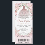 Cherry Blossoms Blush Dress Quinceañera VIP Ticket Invitation<br><div class="desc">Personalize this pretty cherry blossoms Quinceañera / Sweet 16 birthday ticket style invitation easily and quickly. Simply click the customize it further button to edit the texts, change fonts and fonts colors. Featuring beautiful watercolor cherry blossoms flowers, a rose gold blush princess dress, and butterflies. Matching items available in store....</div>