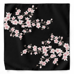  Cherry Blossoms BLUSH Pink Black Bandana