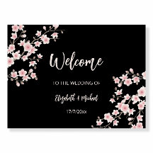 Cherry Blossoms Blush Pink Black Wedding