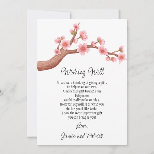 Cherry Blossoms Branch Babymoon Wishing Well Card
