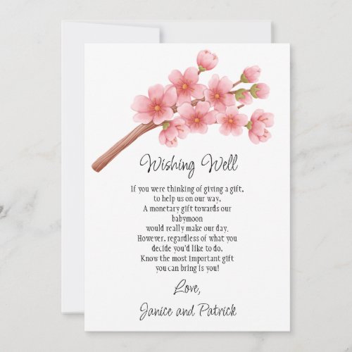 Cherry Blossoms Branch Babymoon Wishing Well Card