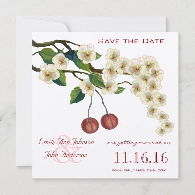 Cherry Blossoms Branch Save the Date Invitation (Front)
