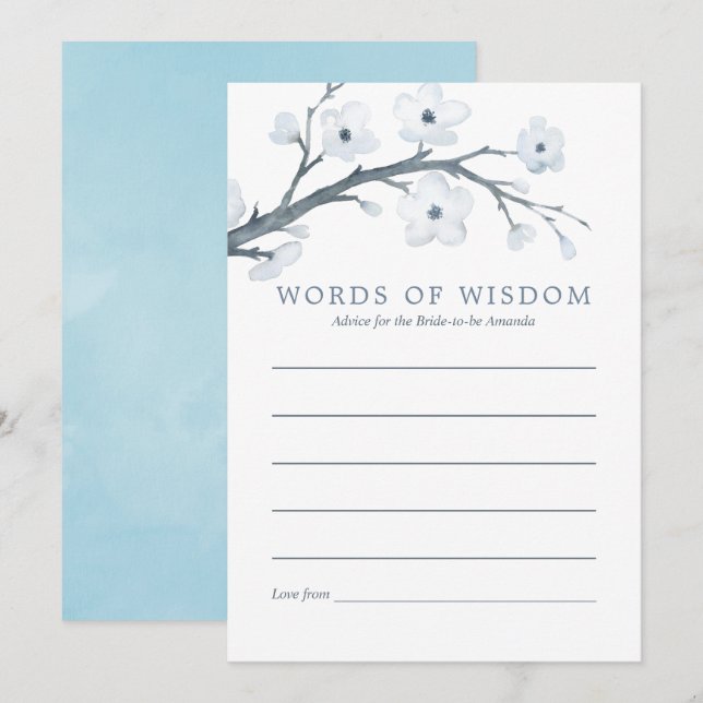 Cherry Blossoms Bridal Shower Advice Invitation (Front/Back)